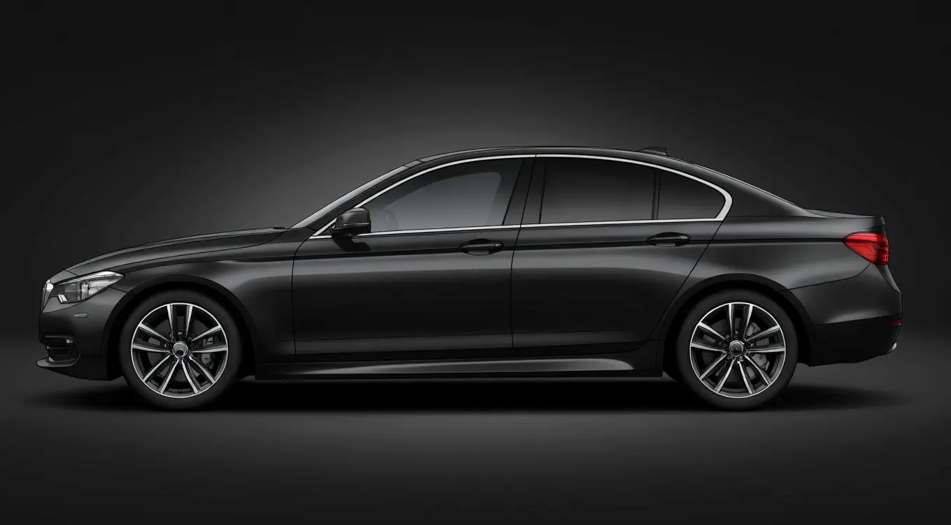 Sleek black car with window tints